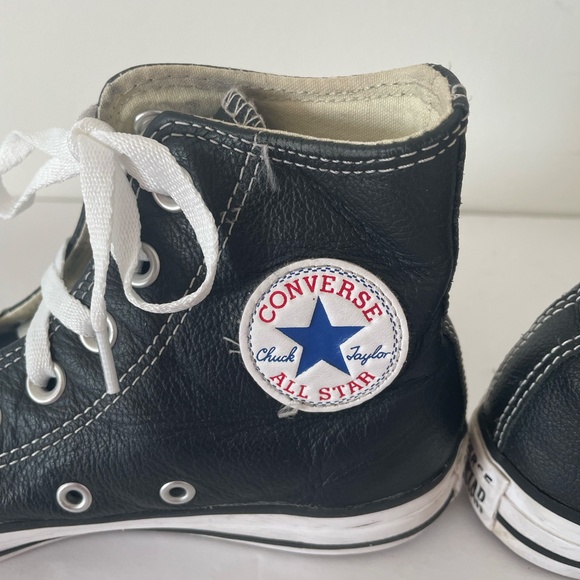 Converse Classic Black LEATHER and White High-Tops - Picture 14 of 16